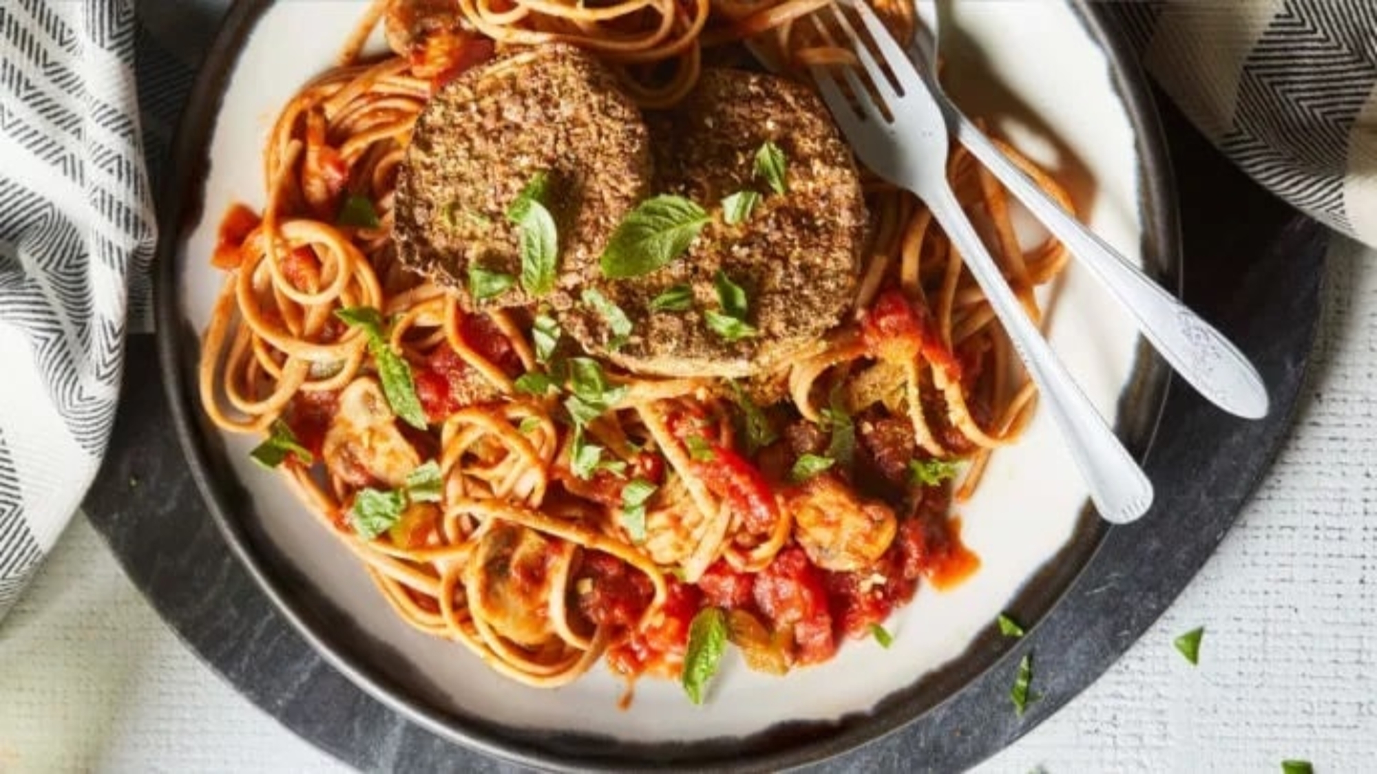 Air-Fryer Eggplant Parmezzan With Pasta