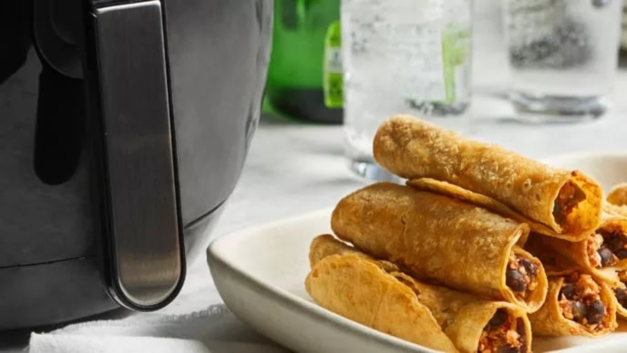 Air-Fryer Taquitos with Black Beans