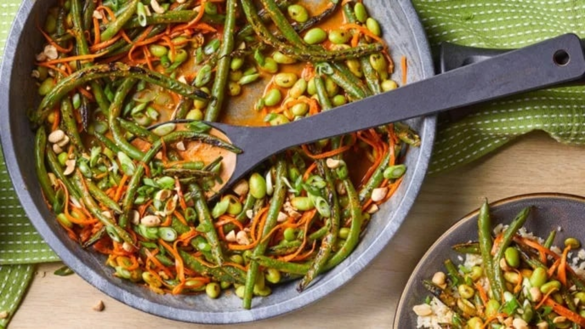 Curried Blistered Green Beans With Orange Rice