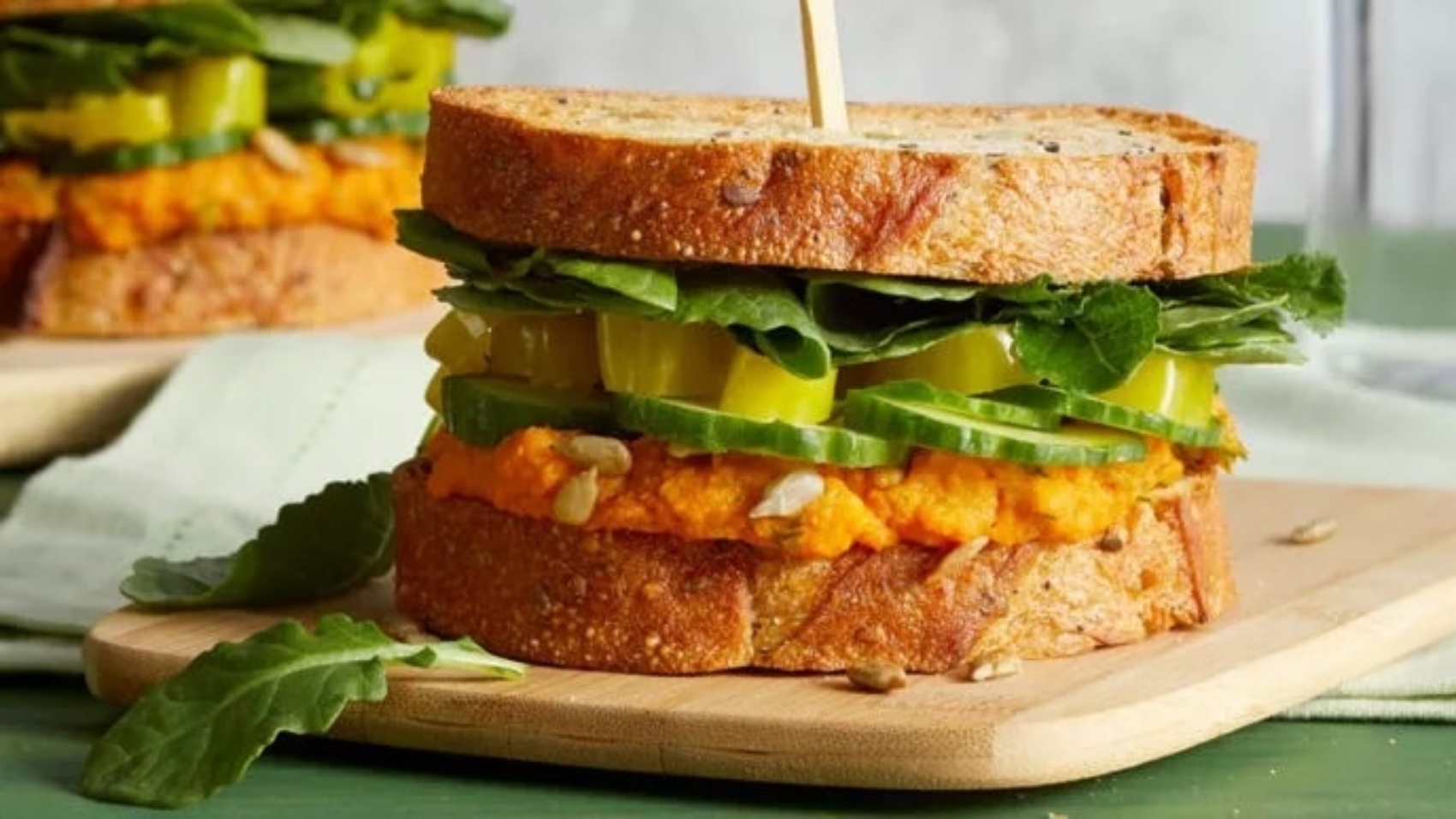 Greens And Things Sandwiches With Carrot Hummus