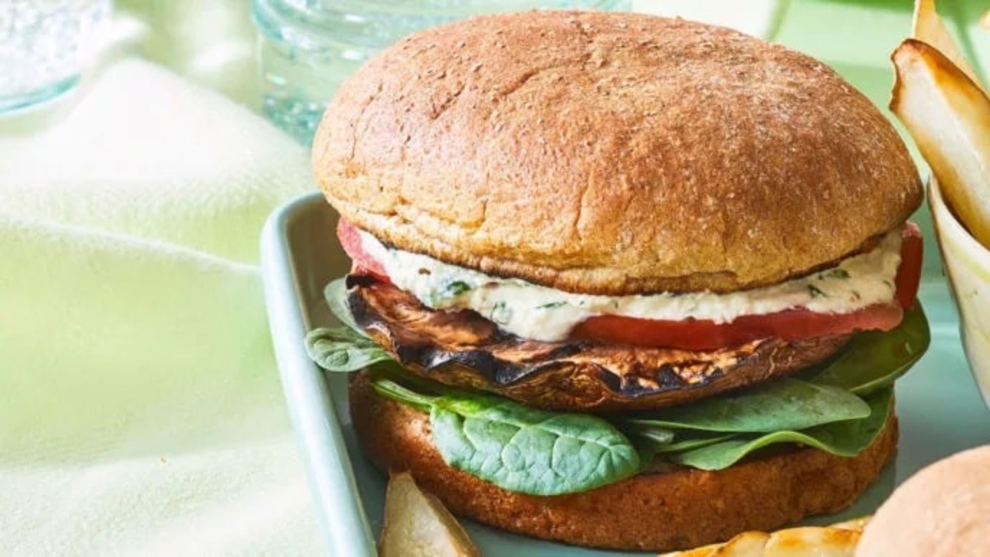 Grilled Mushroom Burgers With Tarragon Crema