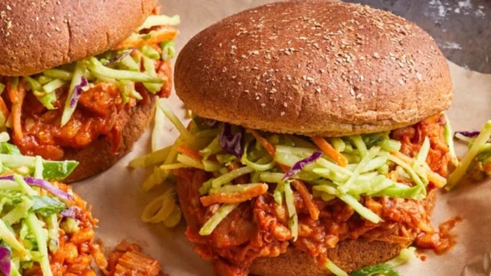 Jackfruit Barbecue Sandwiches With Broccoli Slaw