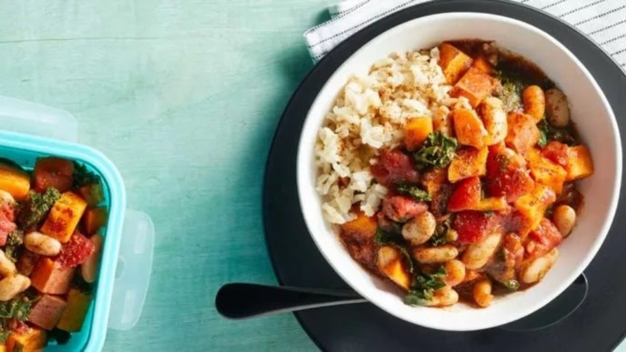 Microwave Sweet Potato and Kale Chili