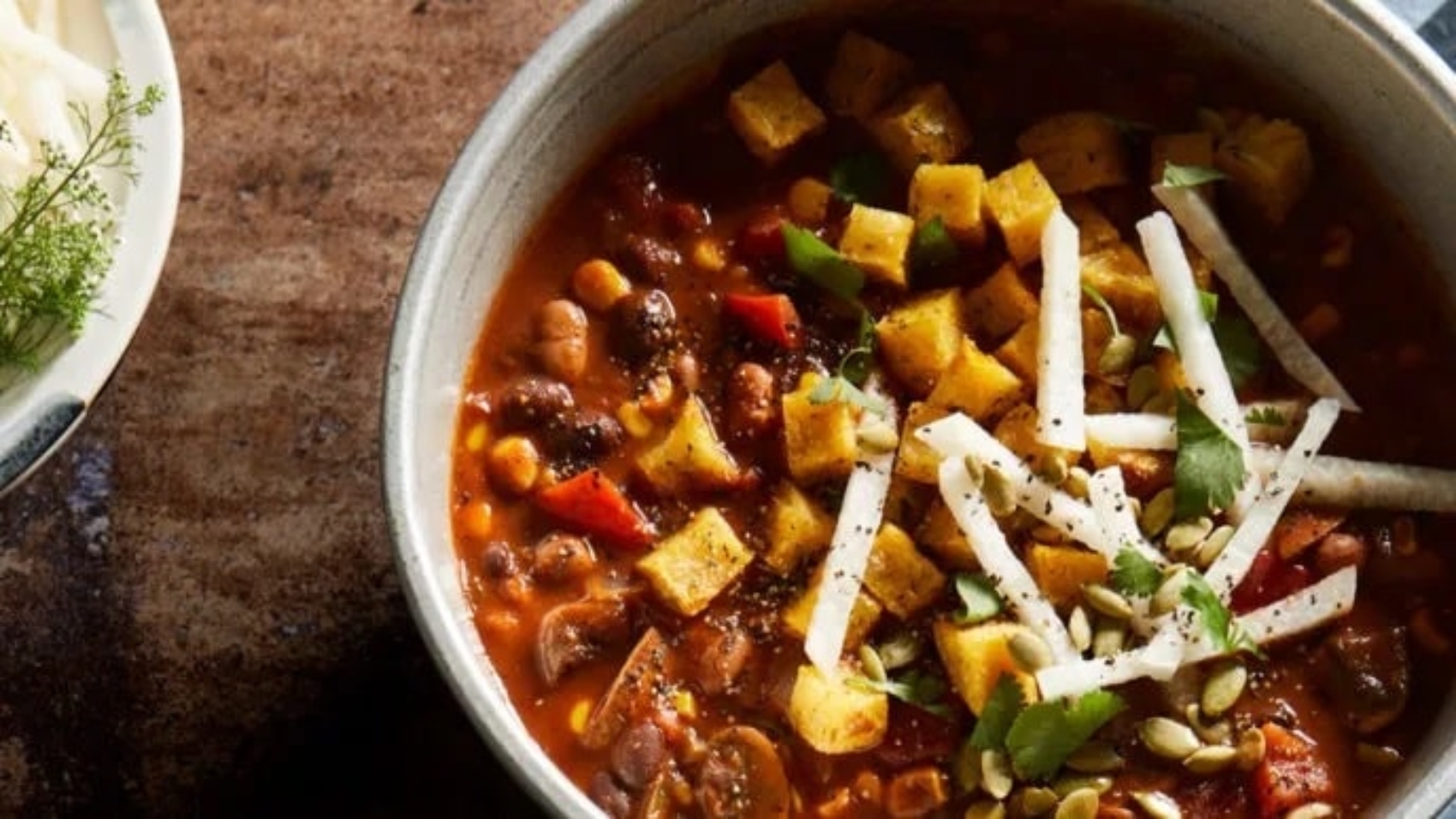 Mole-Style Chili With Tamale Croutons