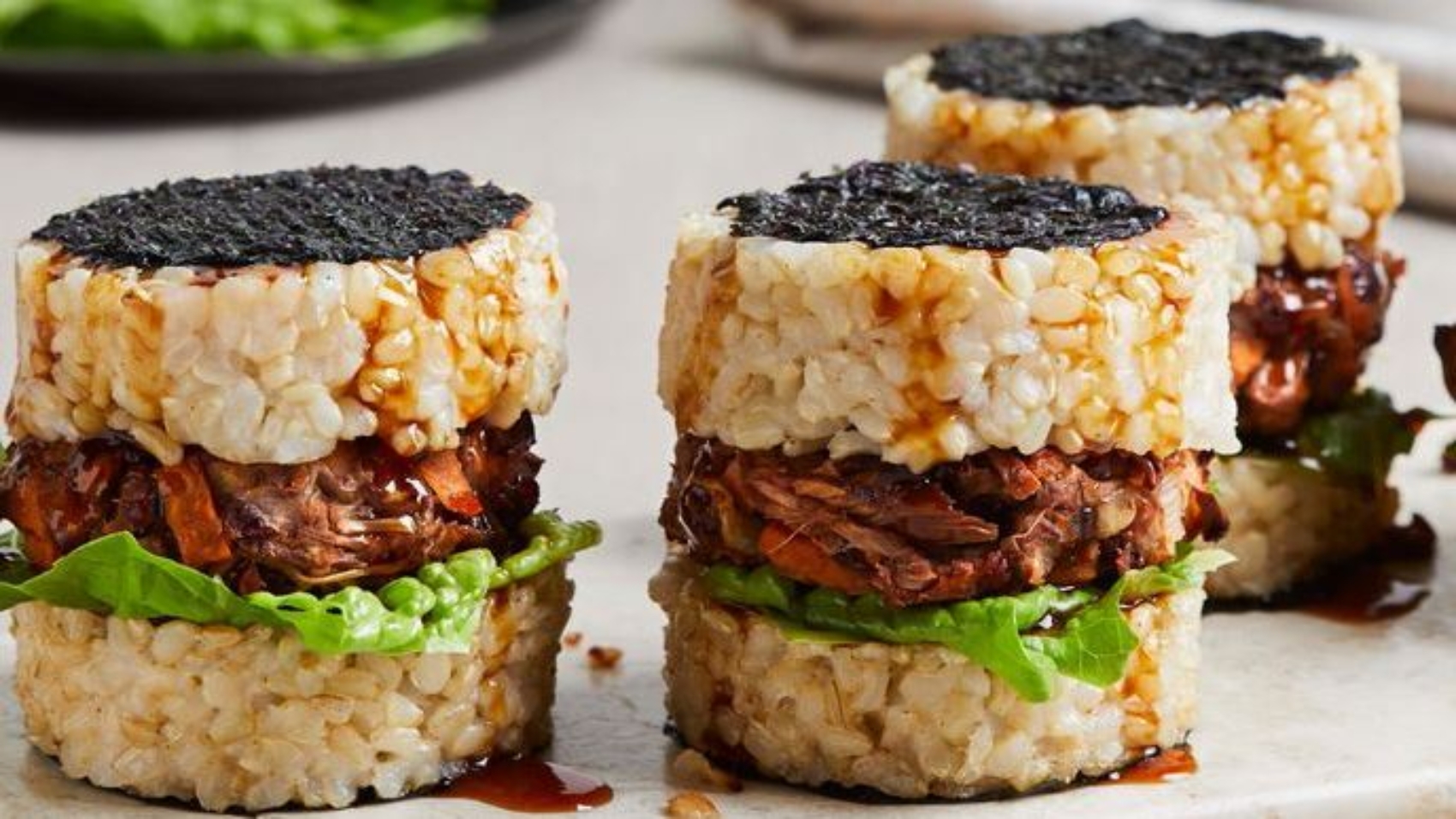 Teriyaki Jackfruit and Rice Stacks