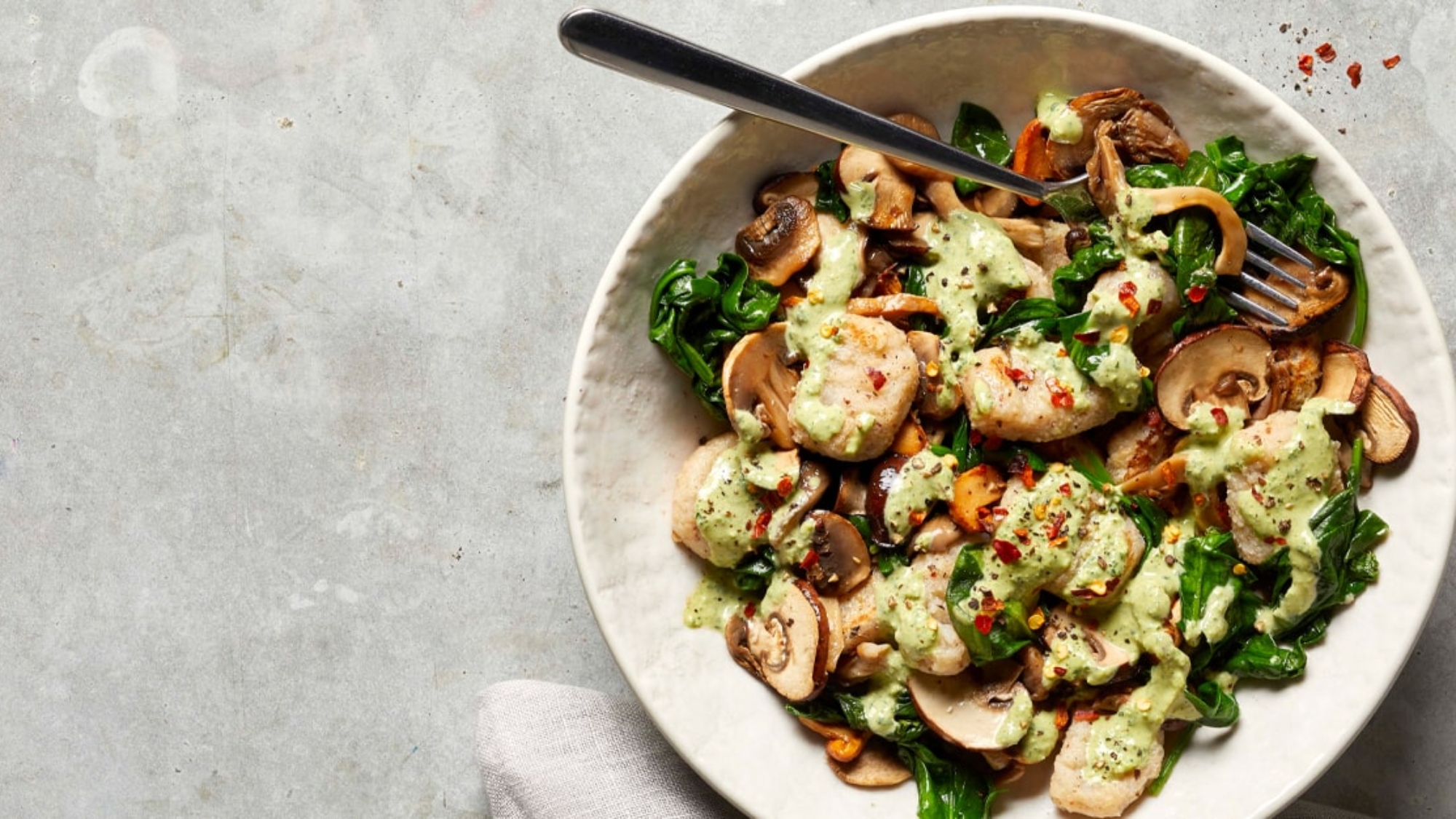 Vegan Potato Gnocchi With Mushrooms And Greens